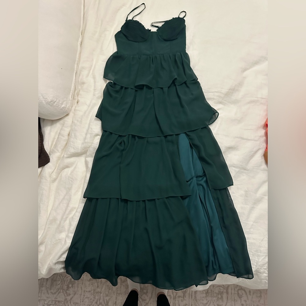 Birdy Grey Lola Chiffon Emerald Tiered Dress